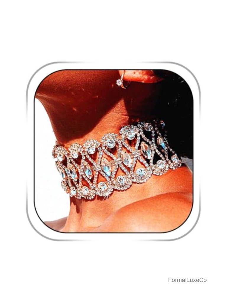 Rhinestone Choker Necklace Crystal Collar Bridal Sparkly Jewelry
